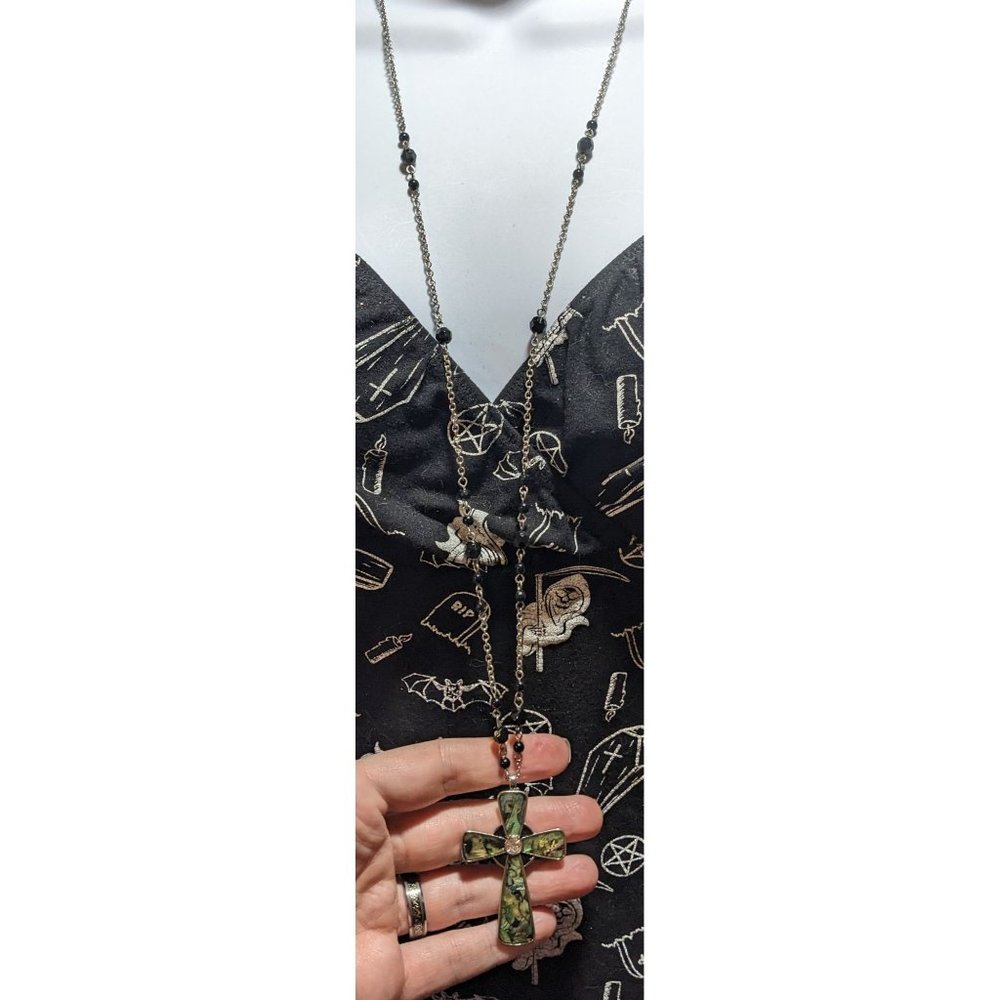 Abalone Beaded Cross Necklace - Picture 3 of 6